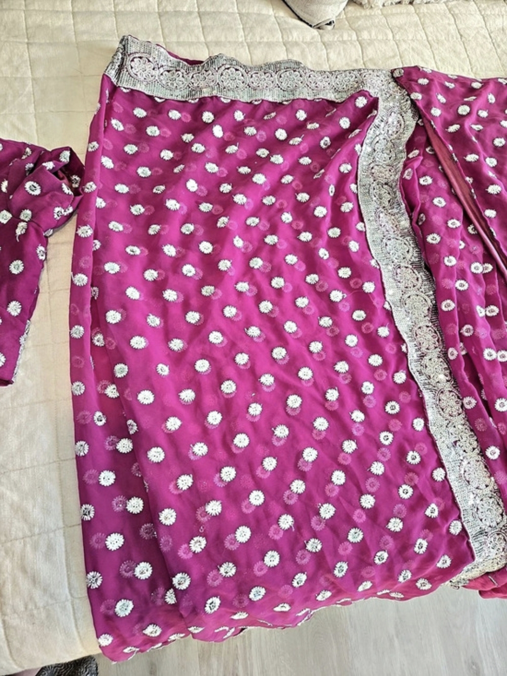 Pink Floral Embellished Saree Outfit